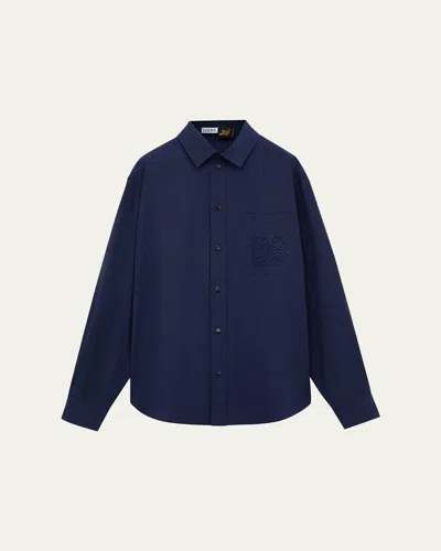 Loewe Anagram-embroidered Shirt In Blue