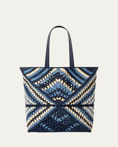 Loewe X Paula's Ibiza Men's Puzzle Fold Xl Raffia Tote Bag In Pattern