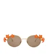 Loewe Womens Orange  X Paula's Ibiza G314frlx04 Daisy Field Oval-frame Stainless-steel Sunglasses