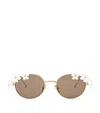 Loewe Daisy Field Round-frame Metal Sunglasses In Gold