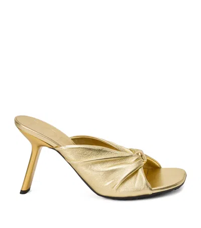 Loewe X Paula's Ibiza Metallic Leather Pebble Heeled Mules 90 In Gold