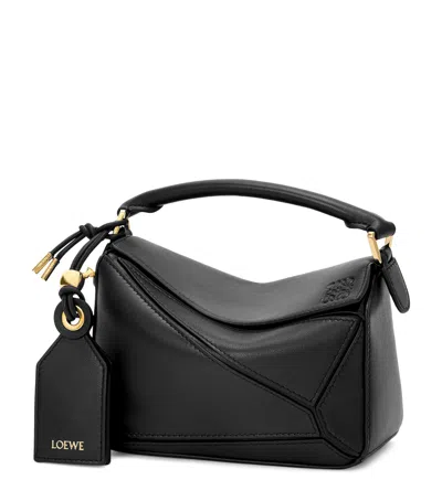 Loewe X Paula's Ibiza Mini Lambskin Puzzle Top-handle Bag In Black