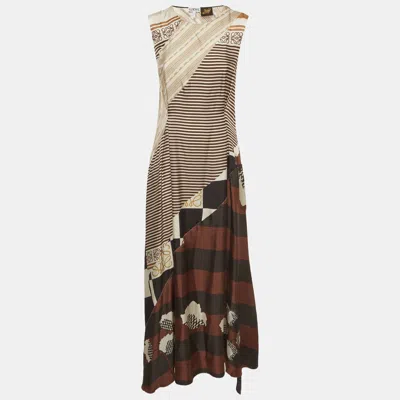 Pre-owned Loewe X Paula's Ibiza Multicolour Printed Sateen Cut Out Long Dress M