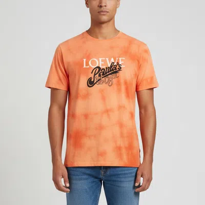 Pre-owned Loewe X Paula's Ibiza Orange Tie-dye Logo Detail Jersey Crewneck T-shirt Xl