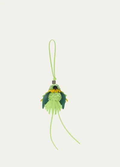 Loewe X Paula's Ibiza Parrot Charm In Leather In Acid Green/lime G
