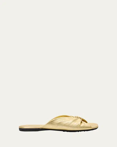 Loewe Pebble Soft Slide In Laminated Lambskin In Gold