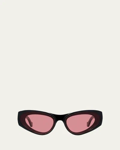 Loewe X Paula's Ibiza Plastic Cat-eye Sunglasses In Black/pink