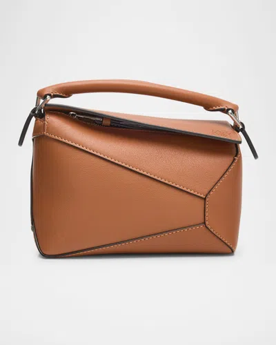 Loewe X Paula's Ibiza Puzzle Edge Mini Top-handle Bag In Leather In Brown