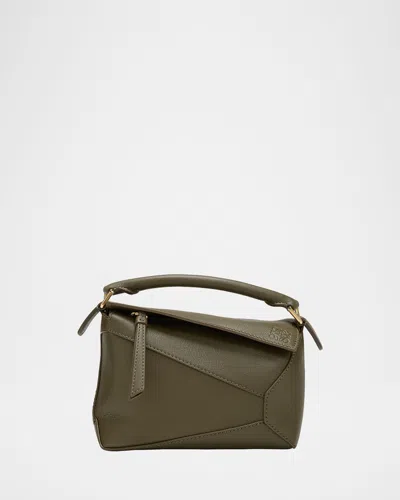 Loewe X Paula's Ibiza Puzzle Edge Mini Top-handle Bag In Leather In Green