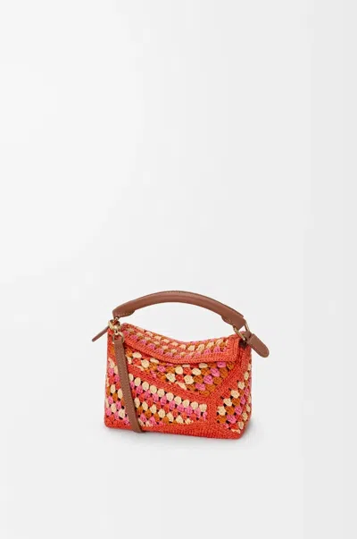 Loewe X Paula's Ibiza Puzzle Woven Clutch Bag In Orange
