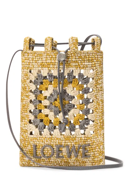 Loewe X Paula's Ibiza Raffia Cross-body Pouch In Yellow