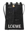 Loewe Drawstring Pocket Crossbody Bag In Raffia In Black