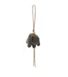 Loewe Elephant Bag Charm In Raffia And Calfskin In Grey