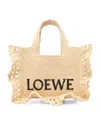 Loewe Small Ruffled Tote Bag In Raffia In Beige