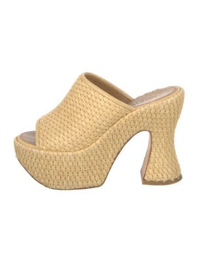 Pre-owned Loewe X Paula Ibiza Raffia Slides In Neutrals