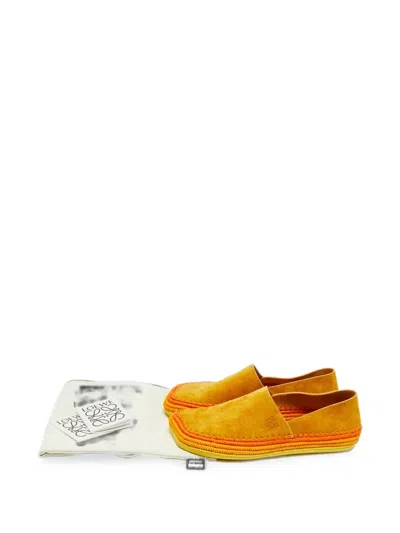Pre-owned Loewe X Paula's Ibiza Shigra Suede Flat Espadrilles In Orange