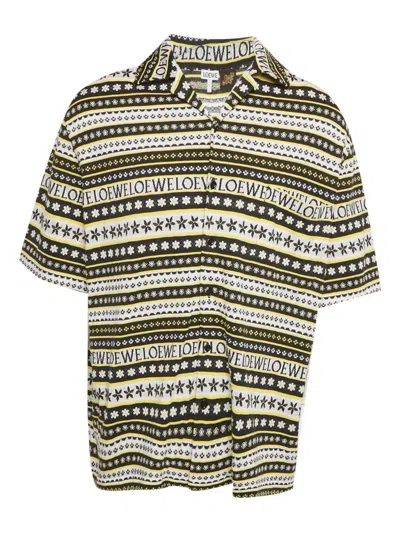 Pre-owned Loewe X Paula's Ibiza Short-sleeve Patterned Shirt In Black