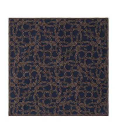 Loewe X Paula's Ibiza Silk Anagram Print Scarf In Brown