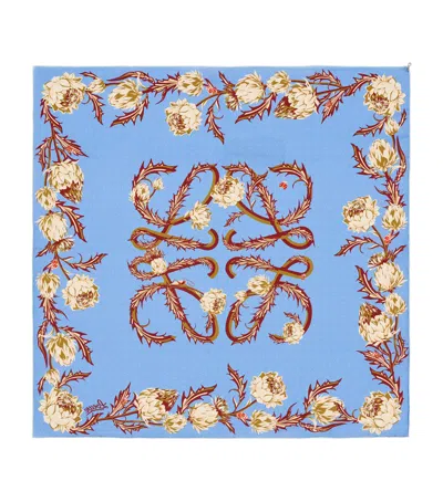 Loewe X Paula's Ibiza Silk Anagram Scarf In Blue
