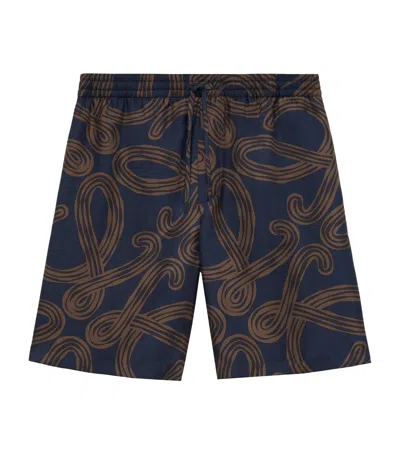 Loewe X Paula's Ibiza Silk Anagram Shorts In Multi