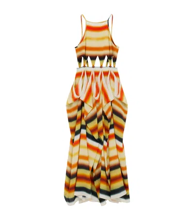 Loewe X Paula's Ibiza Silk Striped Maxi Dress In Yellow