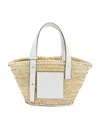 Loewe X Paula's Ibiza Basket Bag In Palm Leaf With Leather Handles In Beige