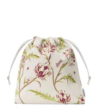 Loewe X Paula's Ibiza Small Cotton Floral Pouch In White