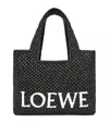 Loewe Logo Medium Tote Bag In Raffia In Black