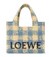 Loewe Small Tote Bag In Gingham Raffia In Beige