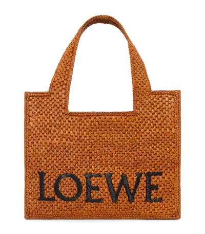 Loewe X Paula's Ibiza Small Raffia Font Tote Bag In Beige
