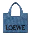 Loewe Small Font Woven-raffia Tote Bag In Blue