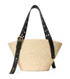 Loewe Punch Hole Small Basket Shoulder Bag In Raffia In Beige