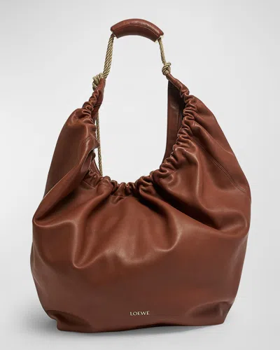 Loewe X Paula's Ibiza Squeeze Xl Shoulder Bag In Leather In Tan