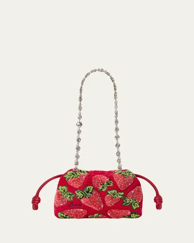 Loewe Beaded Strawberry-motif Tote Bag In Red
