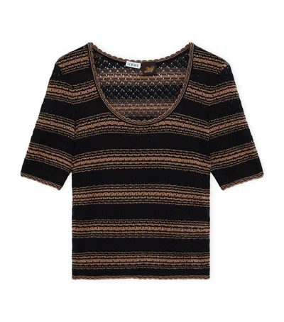 Loewe X Paula's Ibiza Stripe Short-sleeve Sweater In Black