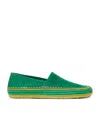 Loewe X Paula's Ibiza Suede Raffia-trim Rio Slippers In Green
