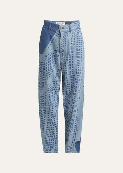 Loewe X Paula Ibiza Tie-dye Baggy Denim Jeans In Lt Bl Wt