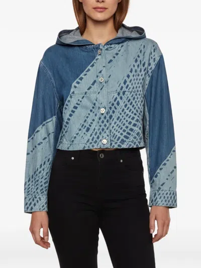 Pre-owned Loewe X Paula's Ibiza Tie-dye Cropped Denim Jacket In Blue