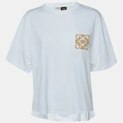Pre-owned Loewe X Paula's Ibiza White Anagram Cotton Boxy Fit T-shirt L