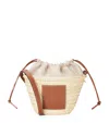 Loewe X Paula's Ibiza Pochette Bag In Raffia With Drawstring Pouch And Leather Strap In Beige