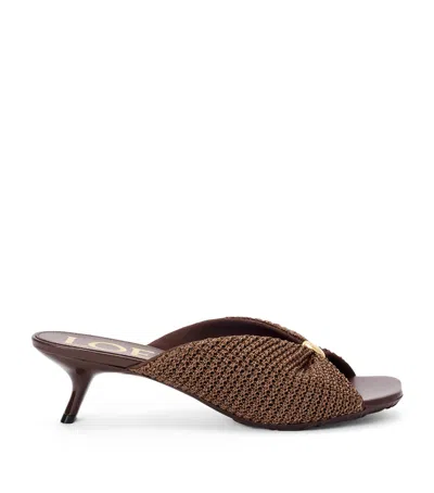 Loewe Pebble Soft Slide In Raffia-effect Fabric In Brown