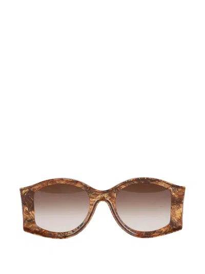 Pre-owned Loewe X Paula's Round Logo Sunglasses In Brown