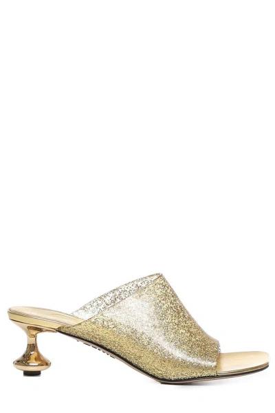 Loewe X Paulas Ibiza Heeled Sandals In Gold