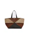 Loewe + Paula's Ibiza Puzzle Fold Xl Leather-trimmed Raffia Tote Bag In Red