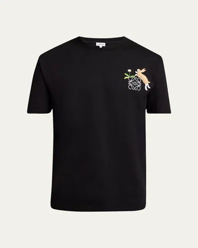 Loewe Suna Fujita Logo-embroidered Cotton-jersey T-shirt In Black