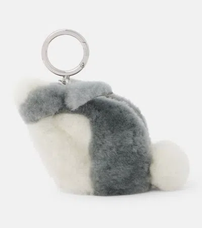 Loewe X Suna Fujita Bunny Shearling Coin Purse In Gray