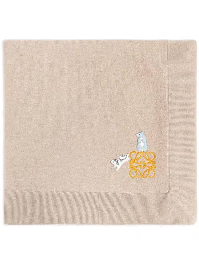 Loewe X Suna Fujita Hamster Cashmere Blanket (98cm X 106cm) In Neutrals