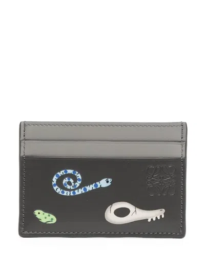 Loewe X Suna Fujita Mandragora Leather Card Holder In Gray
