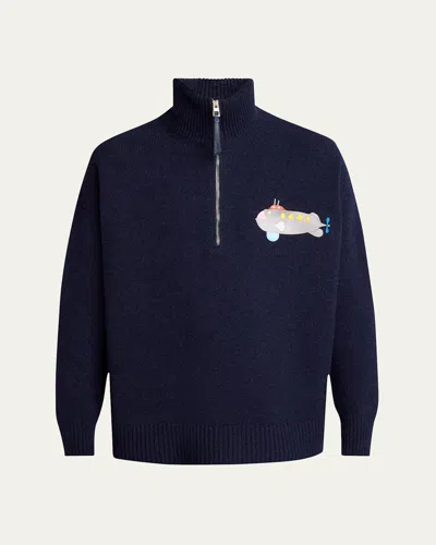 LOEWE X SUNA FUJITA MEN'S SUBMARINE HALF-ZIP SWEATER