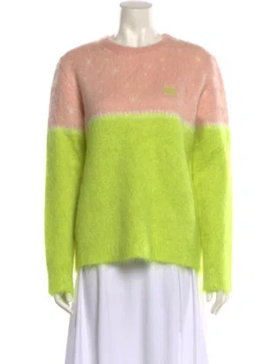 Pre-owned Loewe X Suna Fujita Mohair Colorblock Pattern Sweater In Green